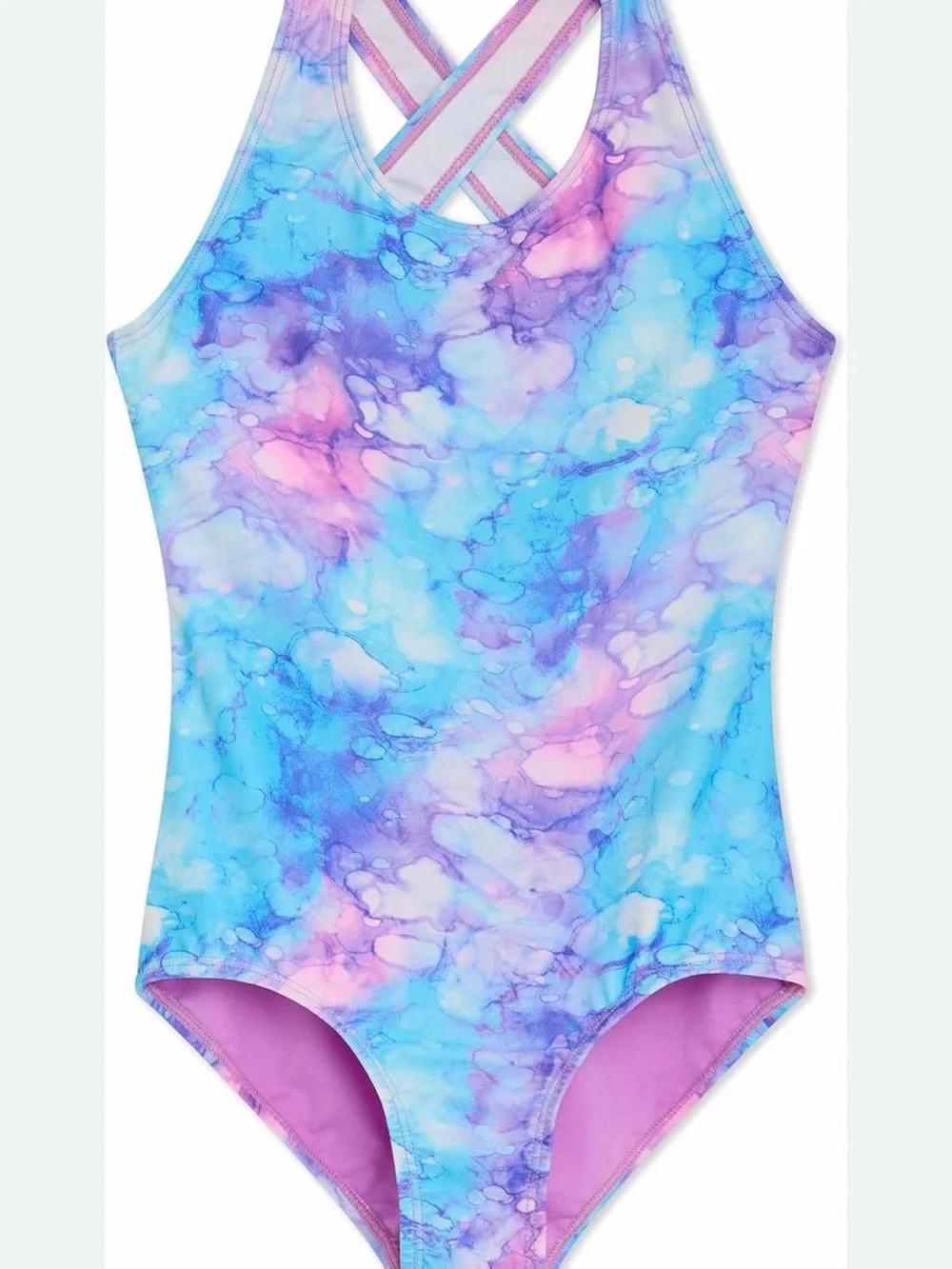 🌴🌴Lands' End Girls' Tie-Dye One-Piece Swimsuit in Blue, Purple & Pink